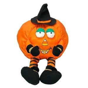 International Silver Co Nylon Pumpkin Jack O Lantern Witch Stuffed Toy Halloween